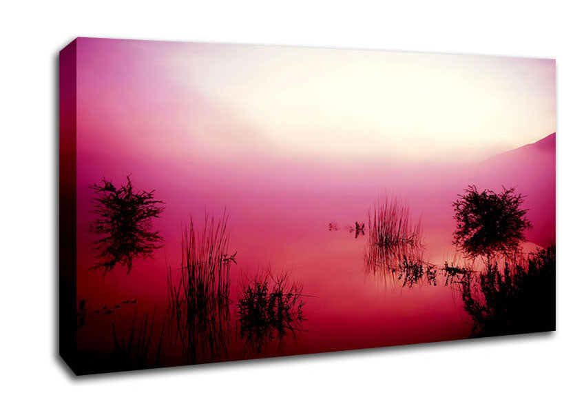 Pink Misty Lake Canvas Wall Art