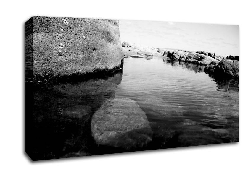 Ocean Rock Bay B n W Canvas Wall Art