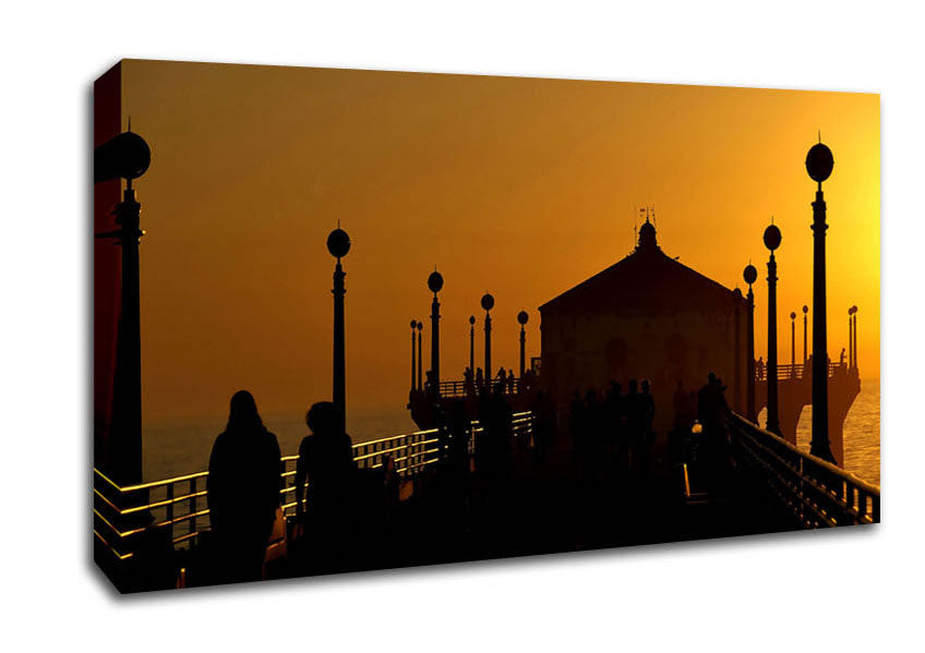 Pier At Sunset Canvas Wall Art