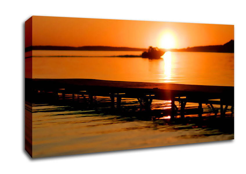 Peach Sunset Jetty Canvas Wall Art
