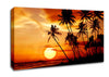 Palmtree Sunset Over The Ocean Canvas Wall Art