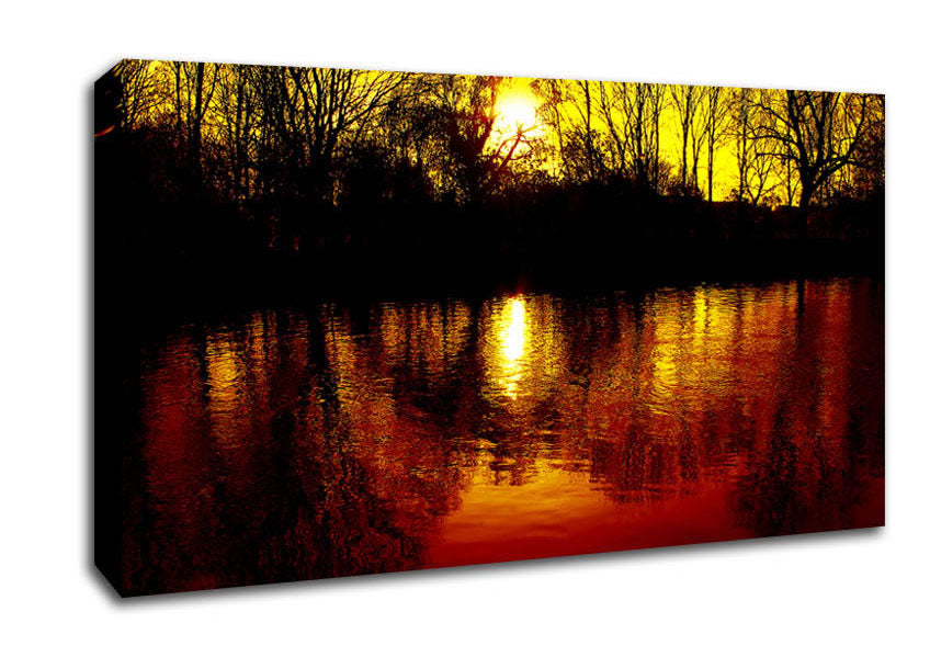 Ochre Lake Reflections At Sunset Canvas Wall Art