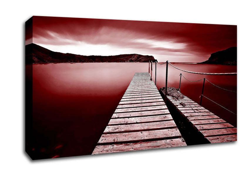 Red Abstract Pier Canvas Wall Art