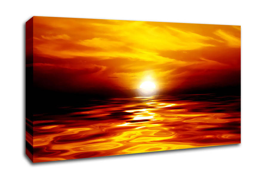 Lava Ocean Sunset Yellow Canvas Wall Art