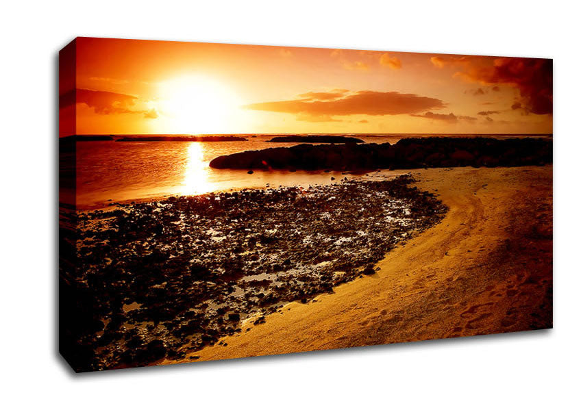 Ochre Ocean Sunset Canvas Wall Art