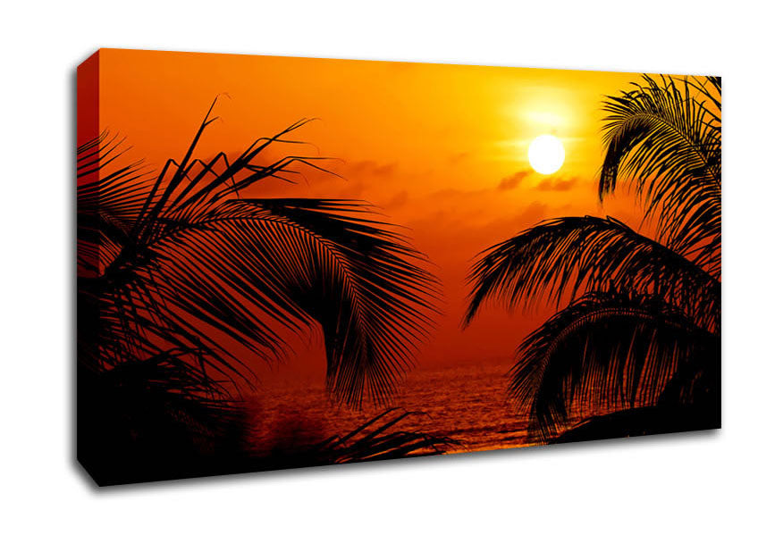 Orange Palmtree Sun Canvas Wall Art