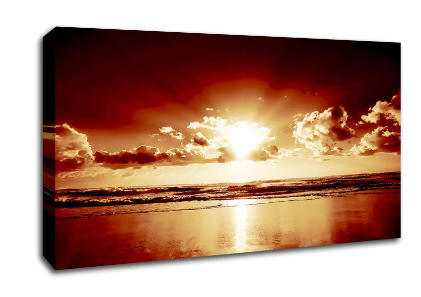 Peach Ocean Sunrise Canvas Wall Art