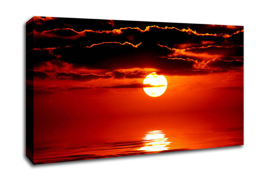 Orange Sun Clouds Over The Ocean Canvas Wall Art