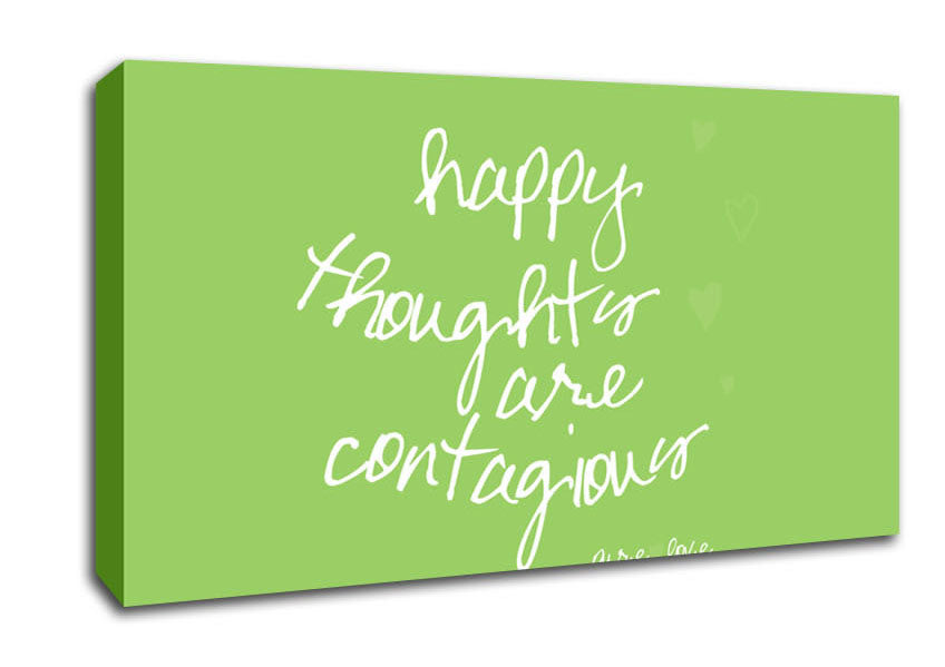 Love Quote Happy Thoughts Are Contagious Lime Green Canvas Wall Art