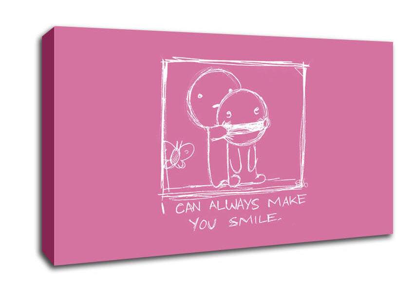 Love Quote I Can Always Make You Smile Pink Canvas Wall Art