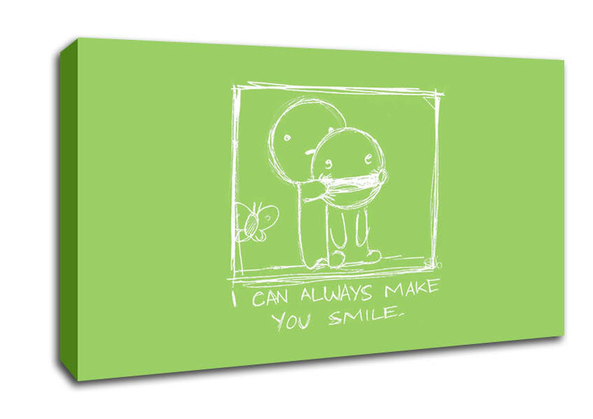 Love Quote I Can Always Make You Smile Lime Green Canvas Wall Art