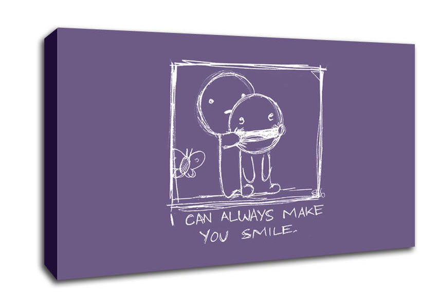 Love Quote I Can Always Make You Smile Lilac Canvas Wall Art