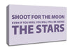 Motivational Quote Shoot For The Moon Lilac Canvas Wall Art