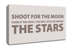 Motivational Quote Shoot For The Moon Beige Canvas Wall Art
