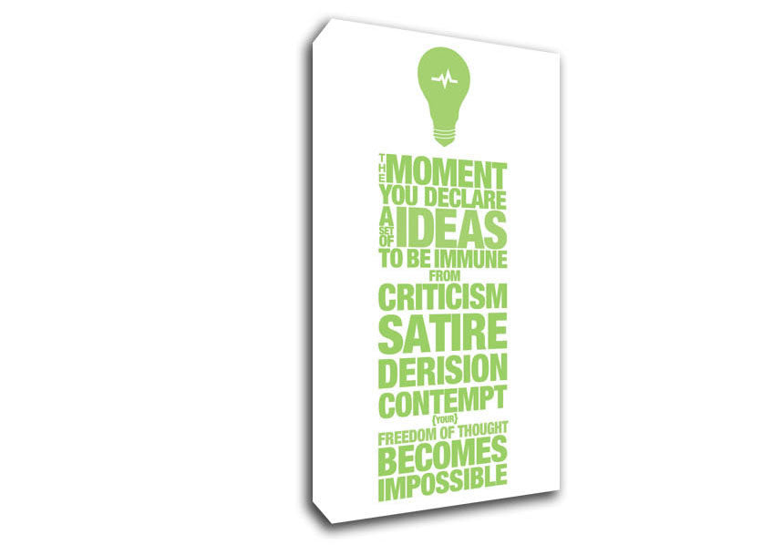 Motivational Quote Freedom Of Thought Lime Green Canvas Wall Art
