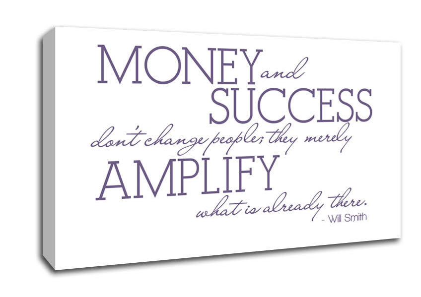 Movie Quote Will Smith Money And Success Lilac Canvas Wall Art