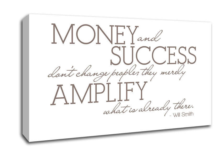 Movie Quote Will Smith Money And Success Beige Canvas Wall Art