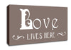 Love Quote Love Lives Here Vines Beige Canvas Wall Art