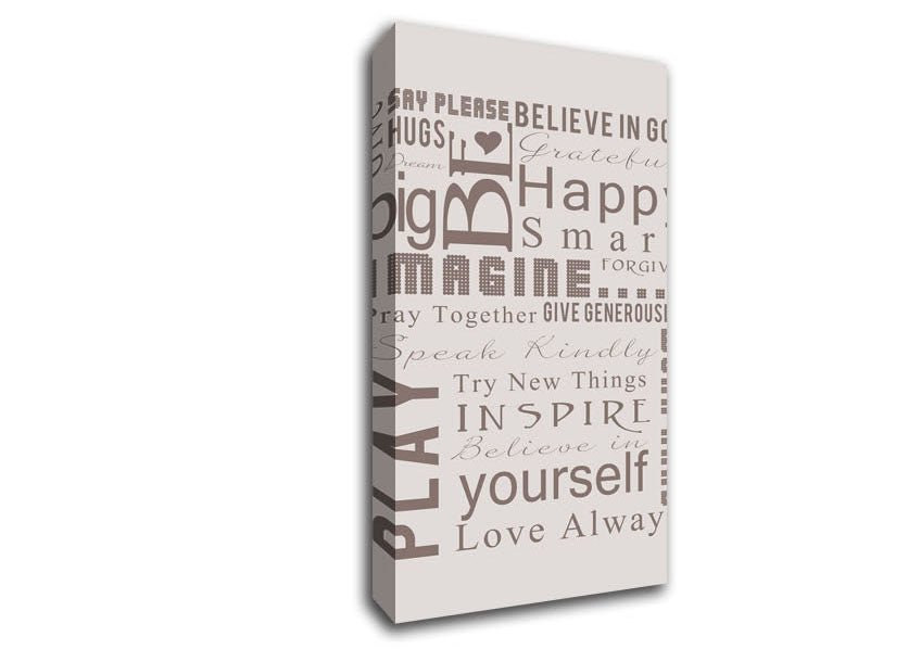 Home Quote Family Rules Be Happy Love Always Beige Canvas Wall Art