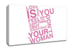 Love Quote Love Is What You Feel Pink Canvas Wall Art