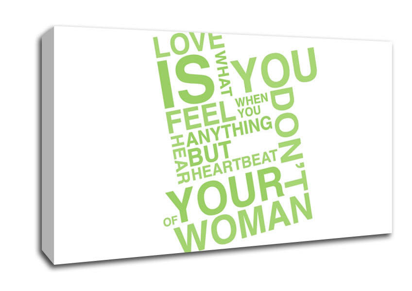Love Quote Love Is What You Feel Lime Green Canvas Wall Art
