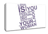 Love Quote Love Is What You Feel Lilac Canvas Wall Art