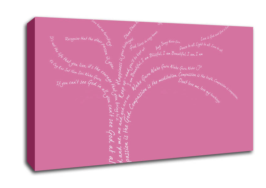 Love Quote The Love Tree Pink Canvas Wall Art