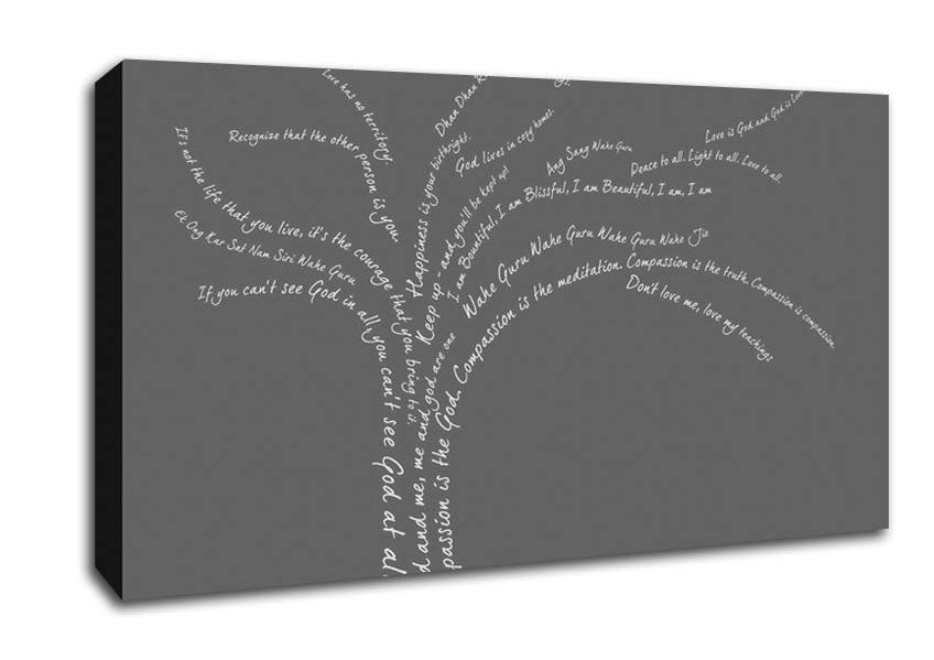 Love Quote The Love Tree Grey Canvas Wall Art