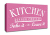 Kitchen Quote Dinner Choices Pink Canvas Wall Art