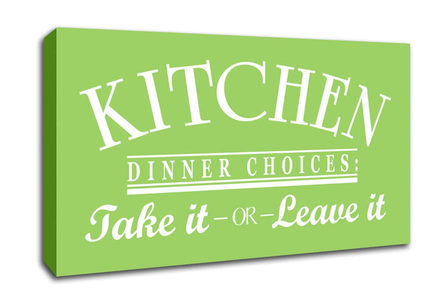 Kitchen Quote Dinner Choices Lime Green Canvas Wall Art