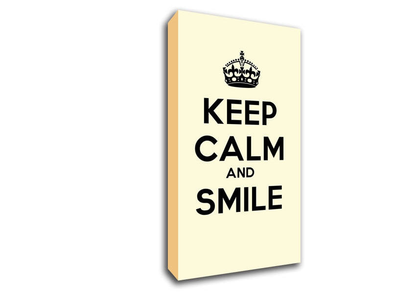 Keep Calm Smile Cream Canvas Wall Art