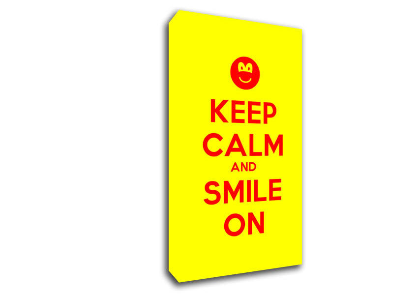 Keep Calm Smile On Yellow Canvas Wall Art