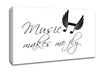 Boys room Quote Music Makes Me Fly White Canvas Wall Art