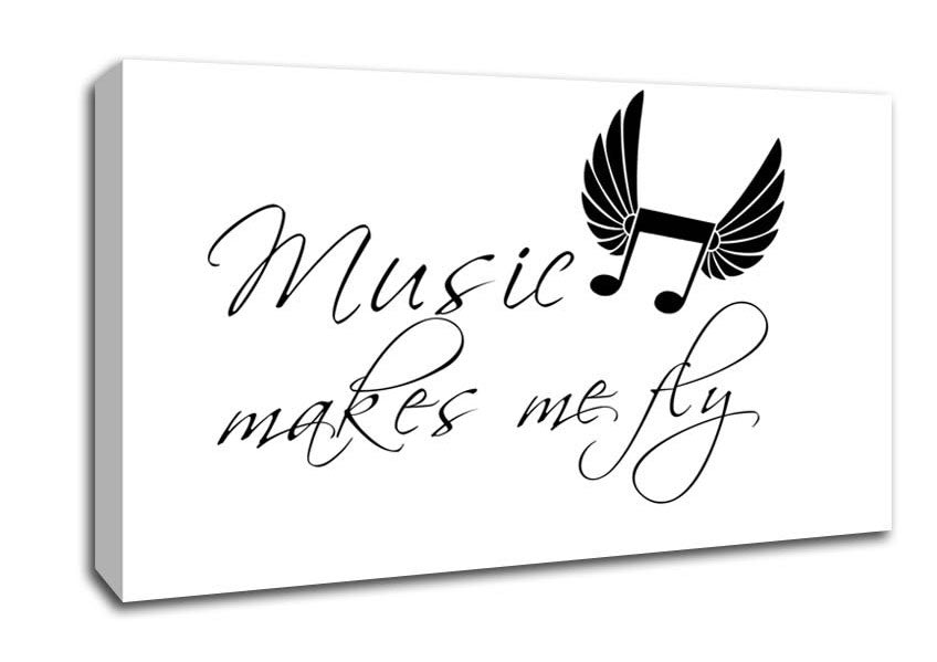 Boys room Quote Music Makes Me Fly White Canvas Wall Art