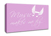 Music Makes Me Fly Pink Canvas Wall Art