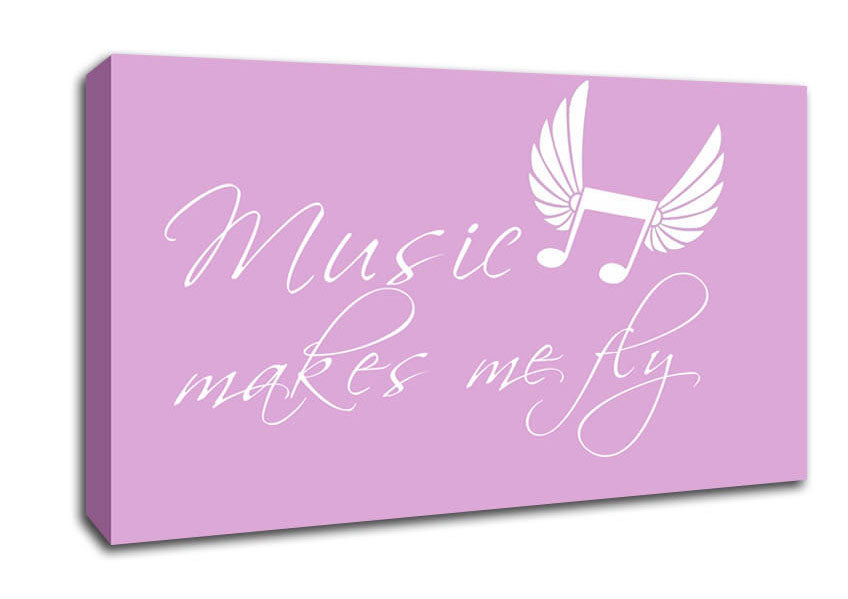 Music Makes Me Fly Pink Canvas Wall Art