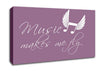 Music Makes Me Fly Dusty Pink Canvas Wall Art
