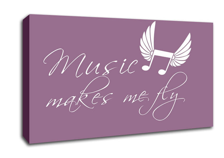 Music Makes Me Fly Dusty Pink Canvas Wall Art