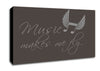 Boys room Quote Music Makes Me Fly Chocolate Canvas Wall Art