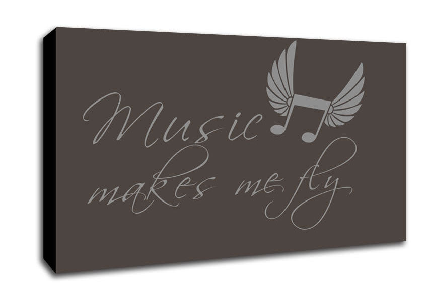 Boys room Quote Music Makes Me Fly Chocolate Canvas Wall Art