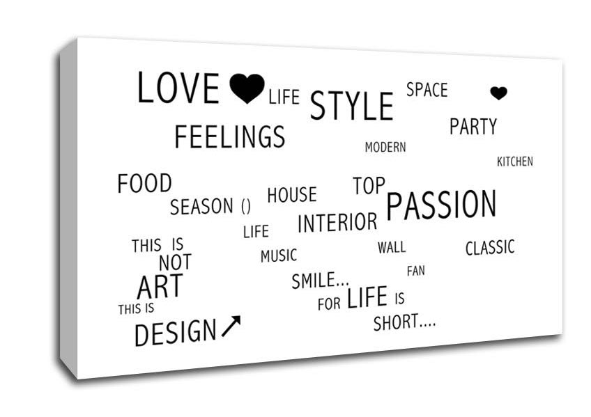 Love Quote Love Life White Canvas Wall Art
