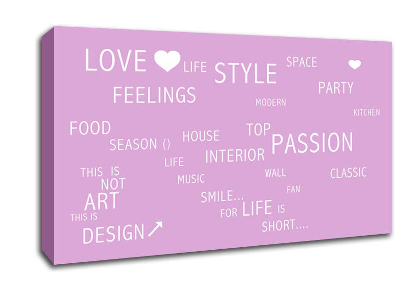 Love Quote Love Life Pink Canvas Wall Art