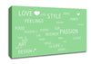 Love Quote Love Life Green Canvas Wall Art