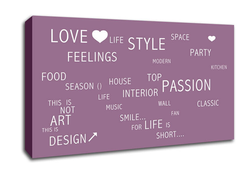 Love Quote Love Life Dusty Pink Canvas Wall Art