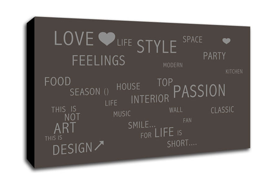 Love Quote Love Life Chocolate Canvas Wall Art