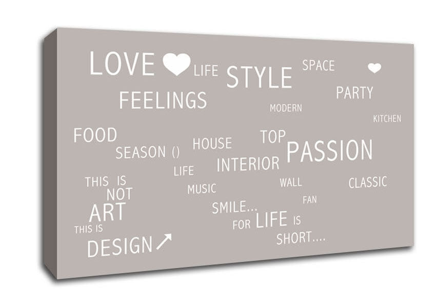 Love Quote Love Life Beige Canvas Wall Art