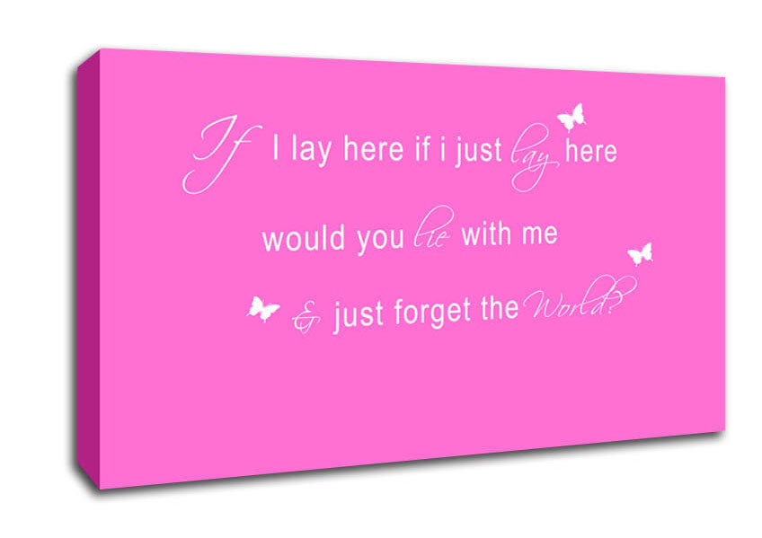 Music Quote If I Lay Here Snow Patrol 2 Vivid Pink Canvas Wall Art