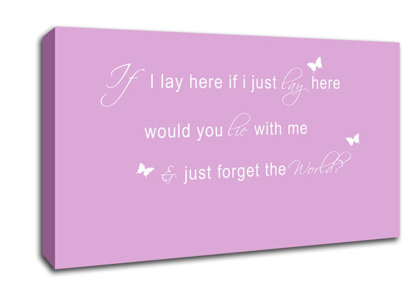 Music Quote If I Lay Here Snow Patrol 2 Pink Canvas Wall Art