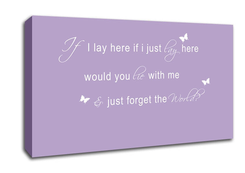 Music Quote If I Lay Here Snow Patrol 2 Lilac Canvas Wall Art