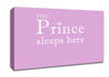 Nursery Quote The Prince Sleeps Here Pink Canvas Wall Art